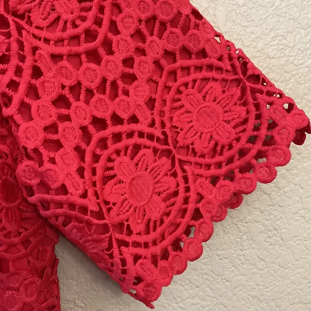 Adrianna Papell Red Lace Fit-and-Flare Dress
